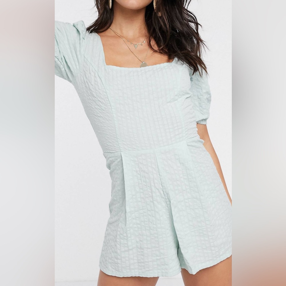 ASOS Lace Up Back Romper in Mint
